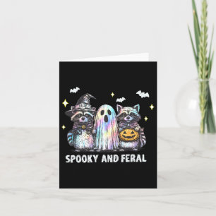 Spooky And Feral Raccoon Halloween Raccoon Ghost T Card
