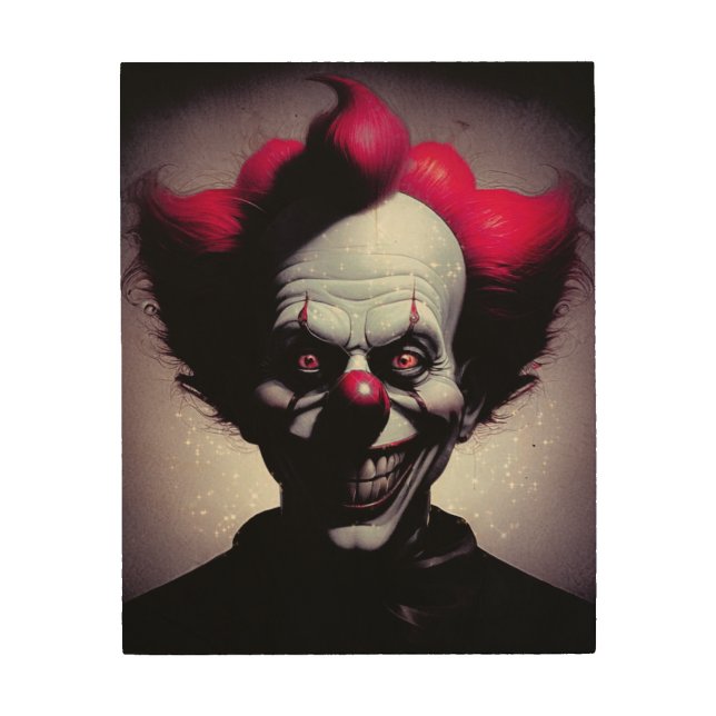 Spooky and sparkly clown  wood wall art (Front)