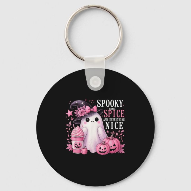 Spooky And Spice And Everything Nice Halloween Pin Keychain (Front)