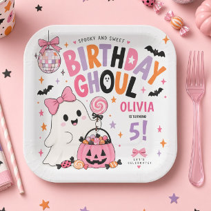 Spooky and Sweet Birthday Ghoul Personalized Paper Plates
