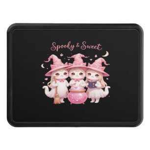 Spooky and Sweet Cute Witch Cat Oversized T-Shirt Hitch Cover