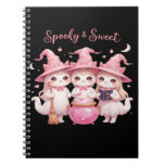 Spooky and Sweet Cute Witch Cat Oversized T-Shirt Notebook