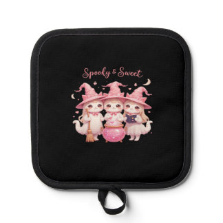 Spooky and Sweet Cute Witch Cat Oversized T-Shirt Pot Holder
