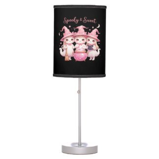 Spooky and Sweet Cute Witch Cat Oversized T-Shirt Table Lamp