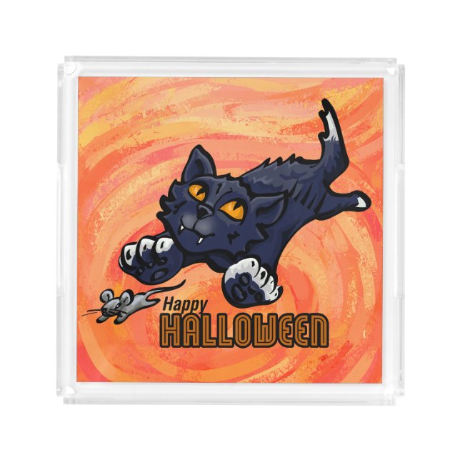 Spooky Animals Cat and Mouse Acrylic Tray (Front)