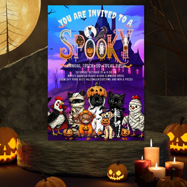 Spooky Animals Halloween Party Invitation (Creator Uploaded)