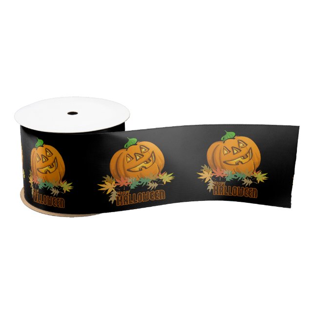 Spooky Animals Pumpkin Satin Ribbon (Spool)