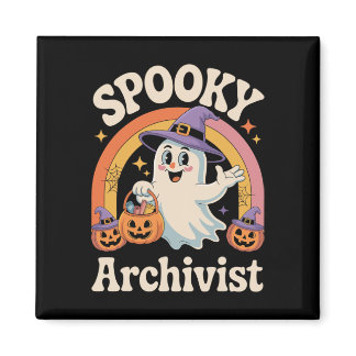 Spooky Archivist Cute Ghost Pumpkin Archives Hallo Magnet