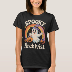 Spooky Archivist Cute Ghost Pumpkin Archives Hallo T-Shirt