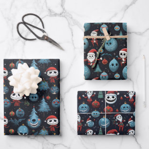 Spooky Art Christmas Wrapping Paper Sheets