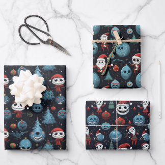 Spooky Art Christmas Wrapping Paper Sheets