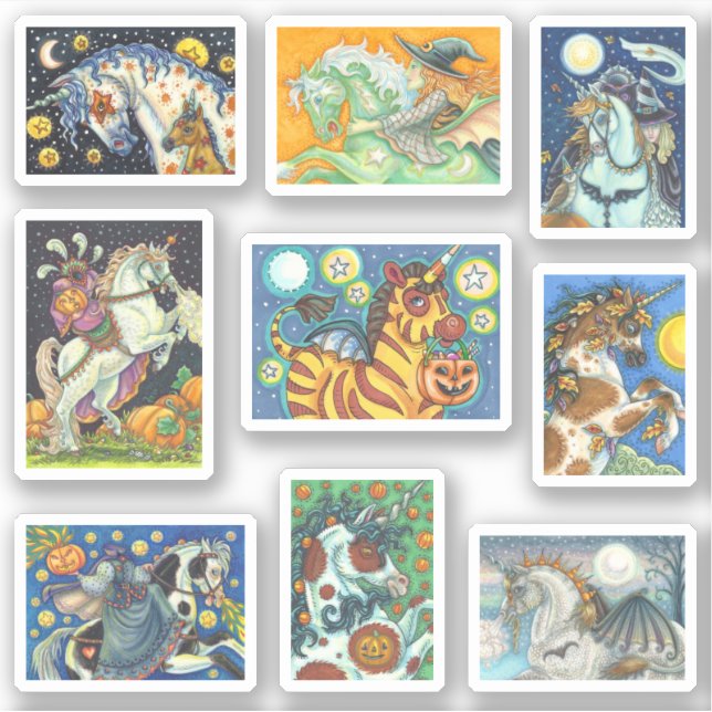 SPOOKY ASSORTED HALLOWEEN HORSE & UNICORN STICKER (Front)