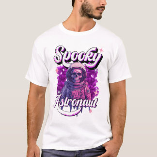 Spooky Astronaut Purple Skeleton Skull Astronaut T-Shirt