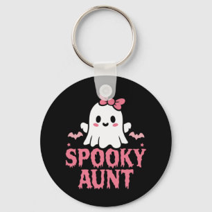 Spooky Aunt Family Cute Pink White Ghost Boo Hallo Keychain
