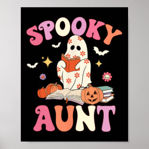 Spooky Aunt Retro Groovy Floral Ghost Halloween Co Poster