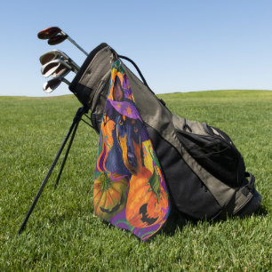 Spooky Australian Kelpie Halloween Pumpkin Golf Towel