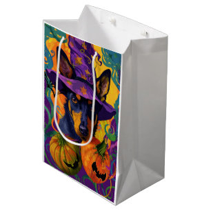 Spooky Australian Kelpie Halloween Pumpkin Medium Gift Bag