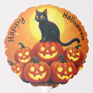 Spooky autumn night with glowing pumpkins balloon