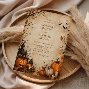 Spooky Autumn Pumpkin Night Vintage Invitation