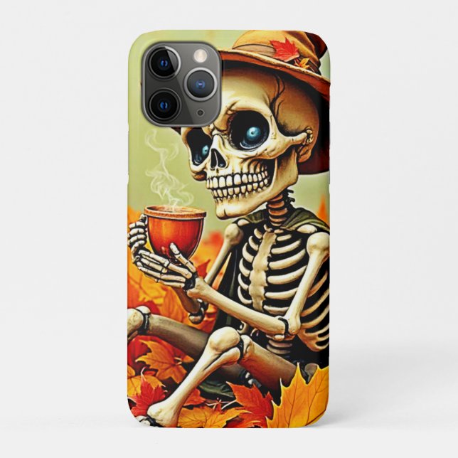 Spooky Autumn Skeleton's Coffee Break Design Case-Mate iPhone Case (Back)