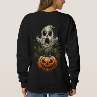Spooky Autumn Skull Pumpkin Halloween Art Sweatshirt