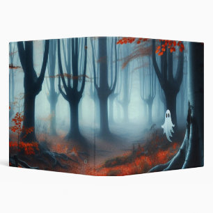 Spooky Autumn woods with a ghost 3 Ring Binder