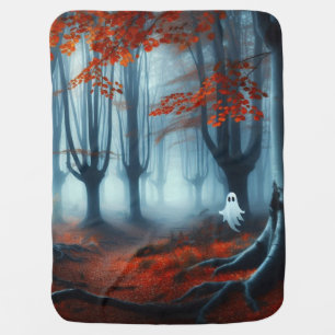 Spooky Autumn woods with a ghost Baby Blanket