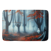 Spooky Autumn woods with a ghost