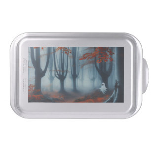 Spooky Autumn woods with a ghost Cake Pan