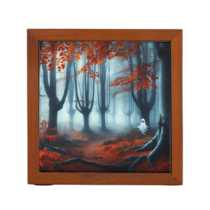 Spooky Autumn woods with a ghost Desk Organizer