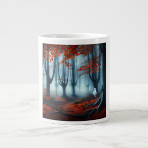 Spooky Autumn woods with a ghost Giant Coffee Mug