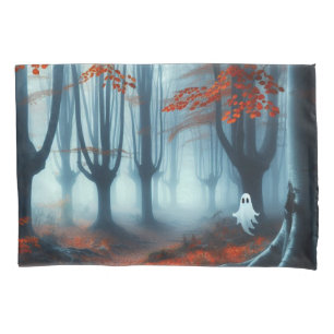 Spooky Autumn woods with a ghost Pillow Case