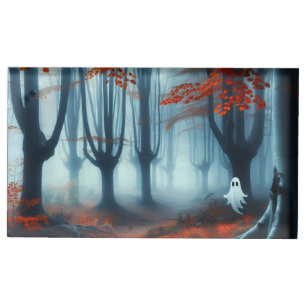 Spooky Autumn woods with a ghost Place Card Holder