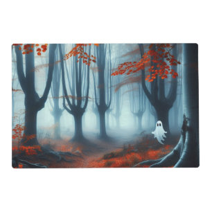 Spooky Autumn woods with a ghost Placemat
