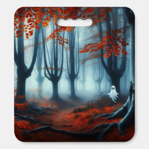 Spooky Autumn woods with a ghost Seat Cushion