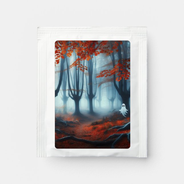 Spooky Autumn woods with a ghost Tea Bag Drink Mix (Front)