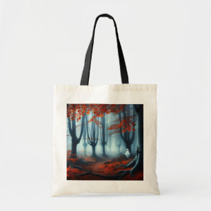 Spooky Autumn woods with a ghost Tote Bag