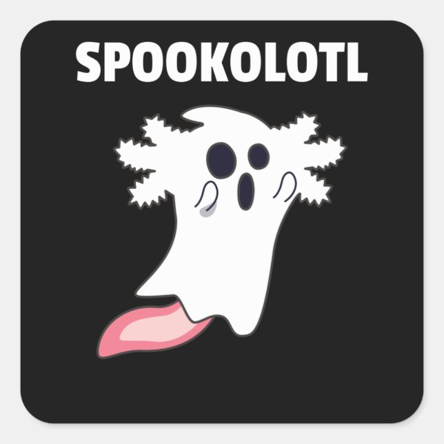 Spooky Axolotl Lovers Cute Animals For Halloween Square Sticker (Front)