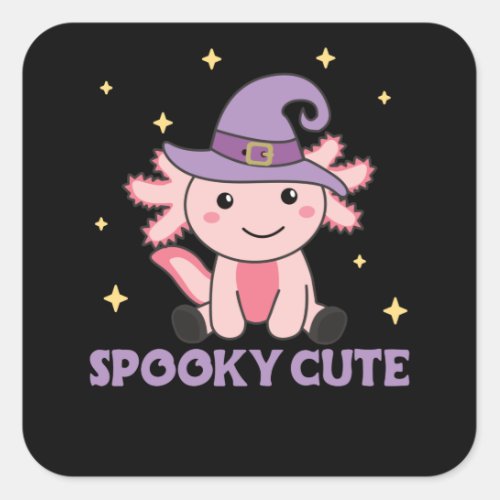 Spooky Axolotl Lovers Cute Animals For Halloween Square Sticker