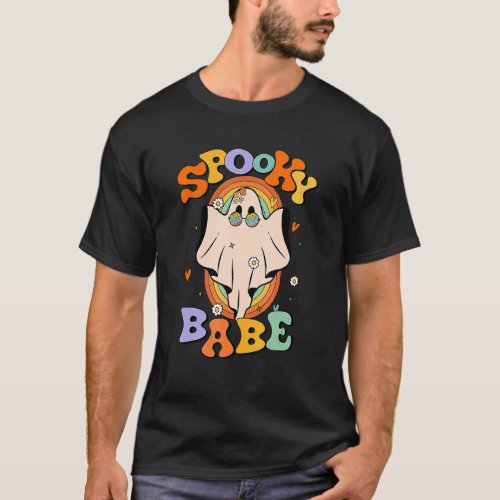 Spooky Babe Cute Ghost Fall Vibes Autumn Ghost Hal T_Shirt