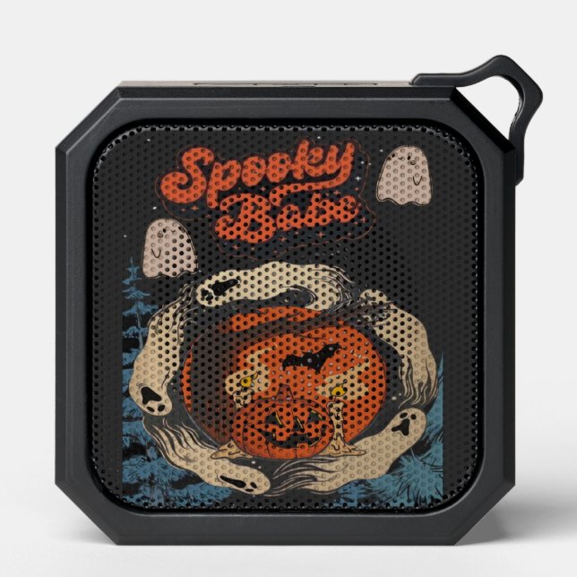 Spooky Babe Cute Halloween Ghost Quote Bluetooth Speaker (Front)