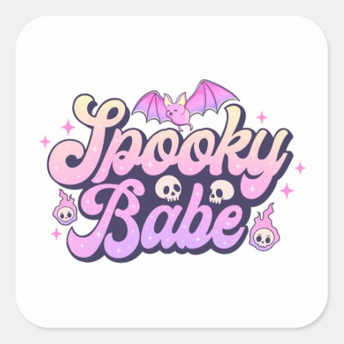 Spooky Babe Cute Halloween Square Sticker