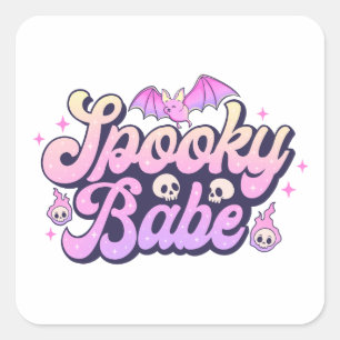 Spooky Babe Cute Halloween Square Sticker