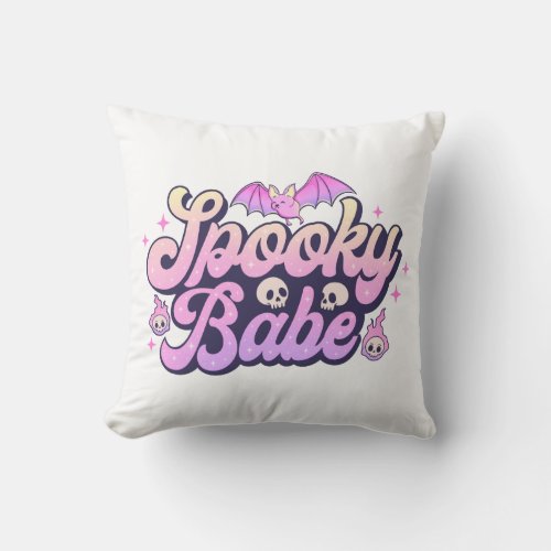 Spooky Babe Cute Halloween Throw Pillow
