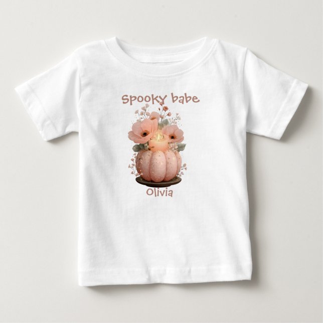 Spooky Babe Pumpkin for Girls Baby T-Shirt (Front)