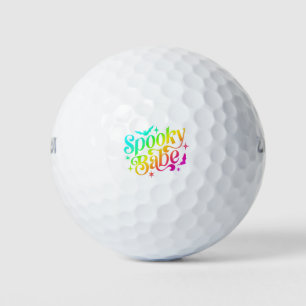 Spooky Babe Rainbow Halloween Trick Or Treat Coupl Golf Balls