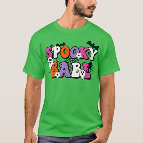 Spooky Babe Season Ghost  Retro Halloween Trick Tr T_Shirt