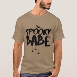 Spooky Babe Vibes Funny Design Halloween Fall  T-Shirt