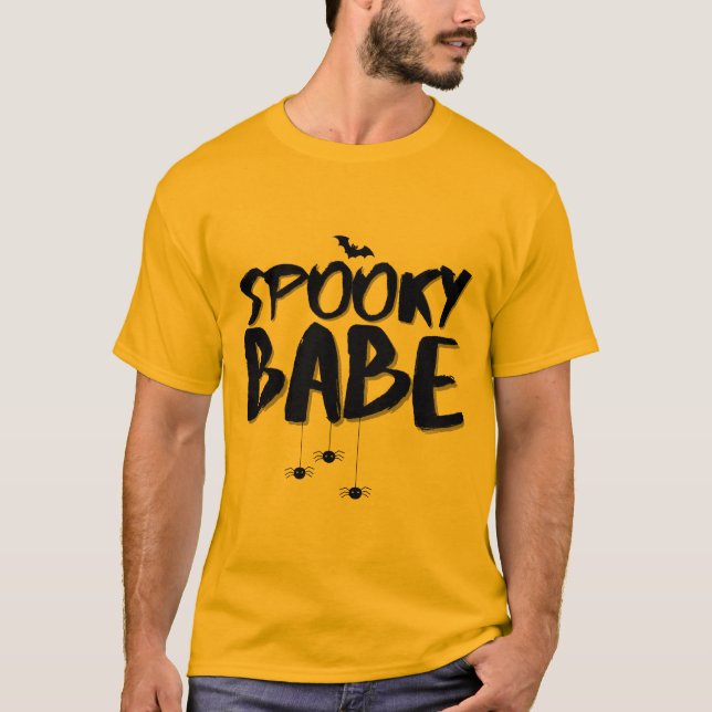 Spooky Babe Vibes Funny Design Halloween Fall  T-Shirt (Front)