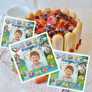 Spooky Baby Dino Kids Photo Birthday Party Napkins